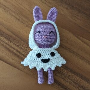 Crochet Bunny in Spooky Hood; Handmade; Handcrafted
